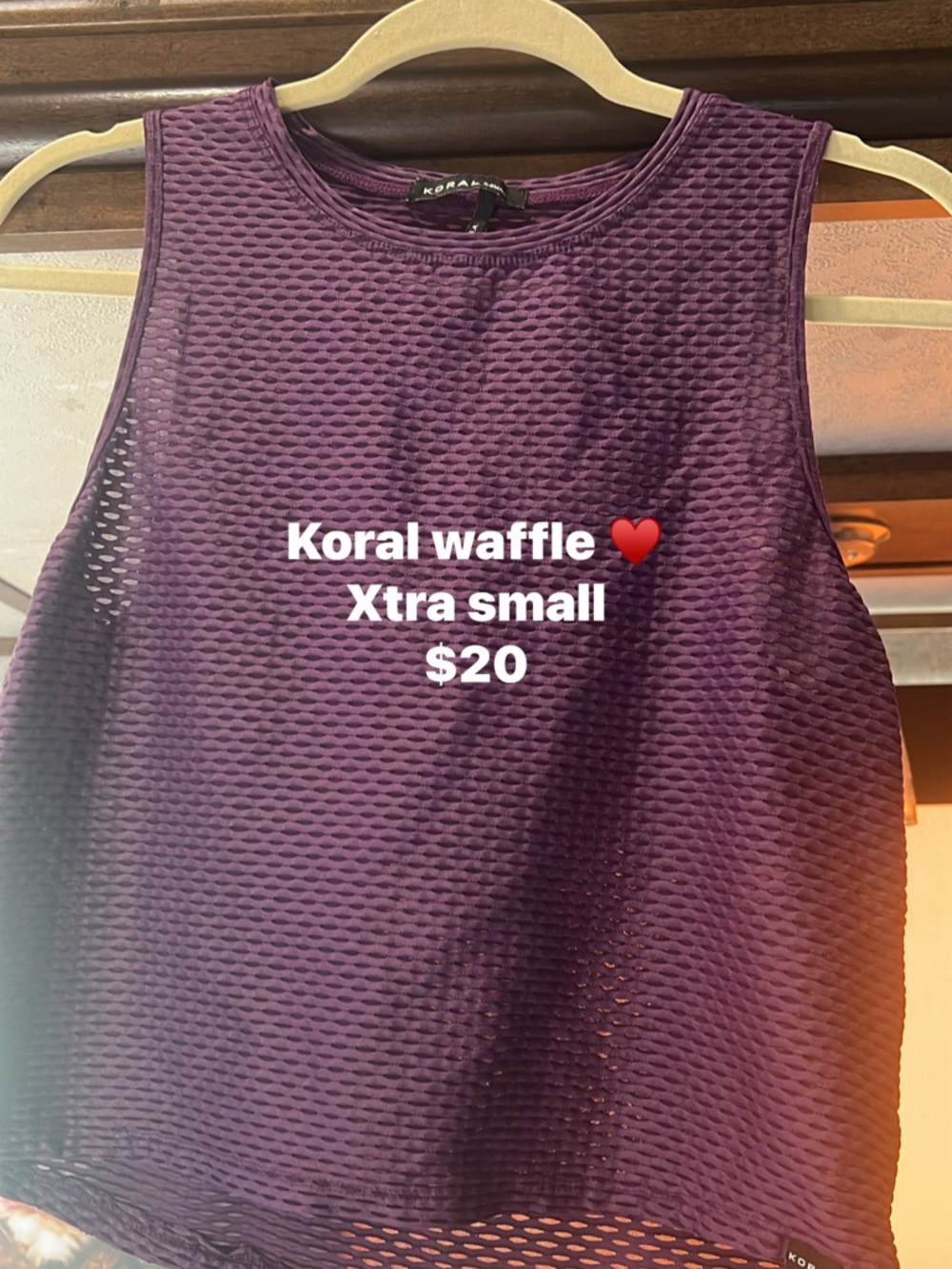 Koral Deep Plum Waffle Crop Tank